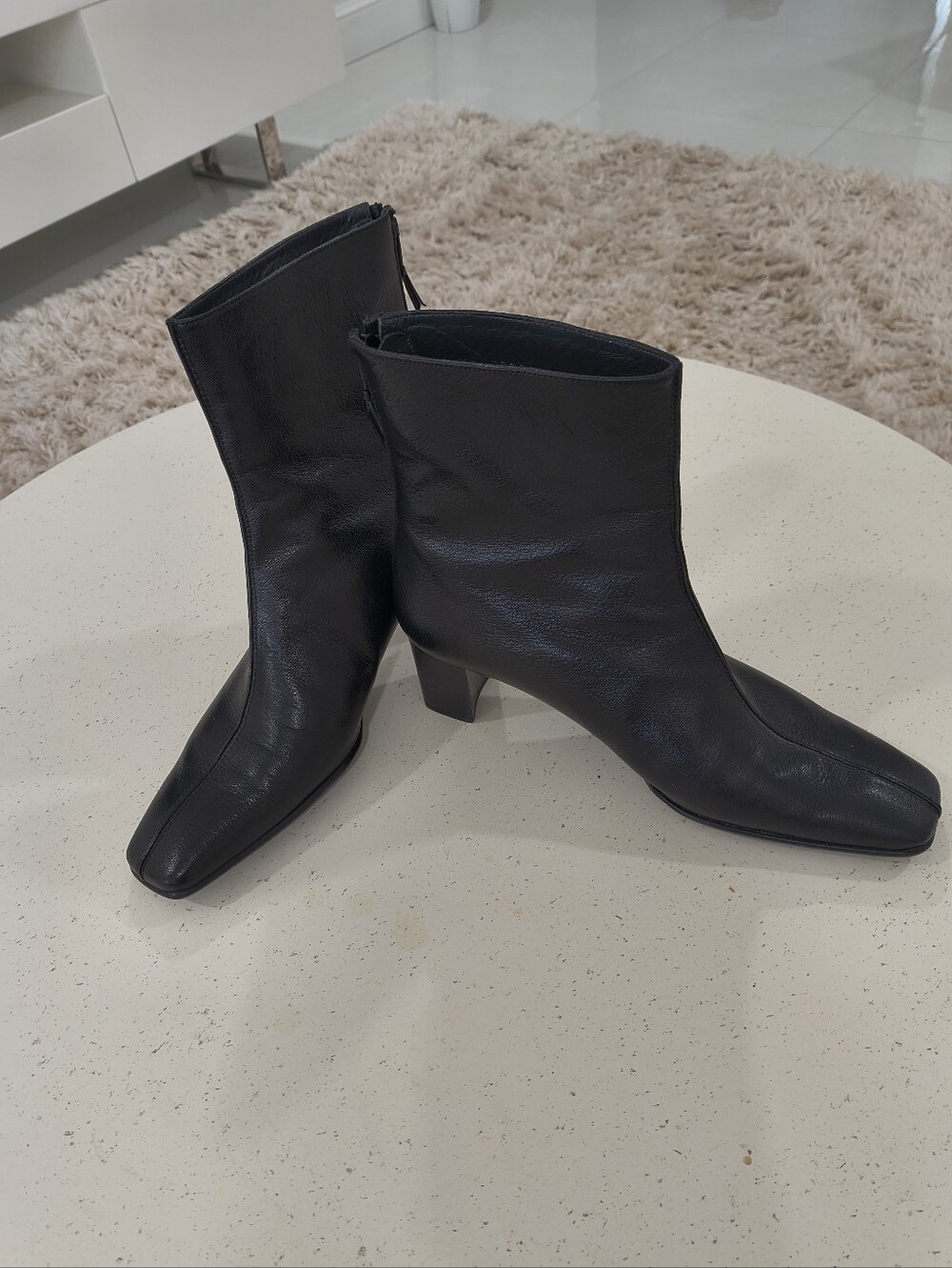 Stuart Weiztman black Leather Ankle Boots - Classic Women's Mid Heel